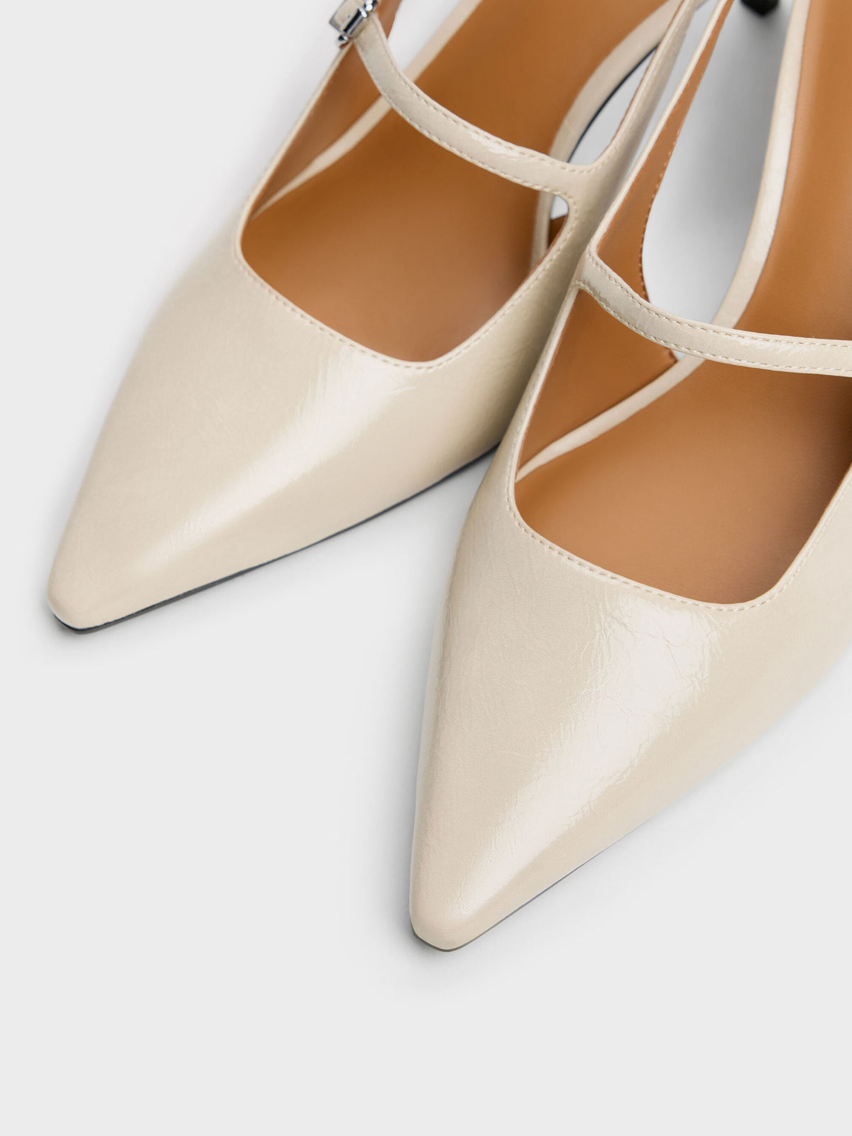 CHARLES & KEITH Classic | Pointed Slingback Mary Jane Pumps - Beige