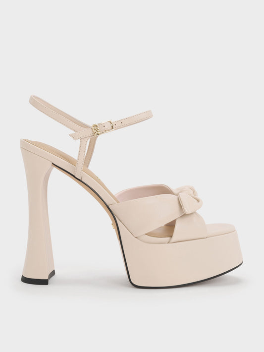 CHARLES & KEITH Quality | Jayce Leather Platform Sandals - Oat