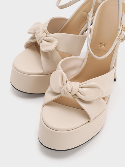 CHARLES & KEITH Quality | Jayce Leather Platform Sandals - Oat