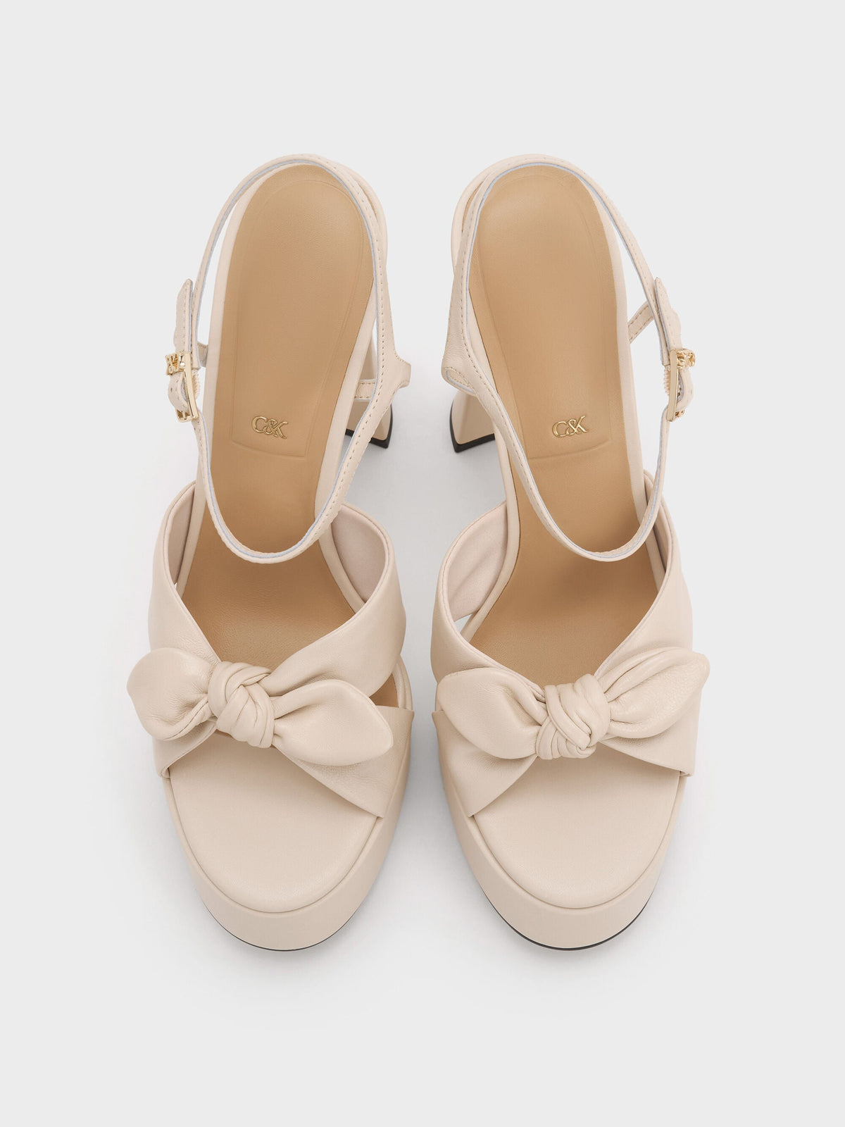 CHARLES & KEITH Quality | Jayce Leather Platform Sandals - Oat