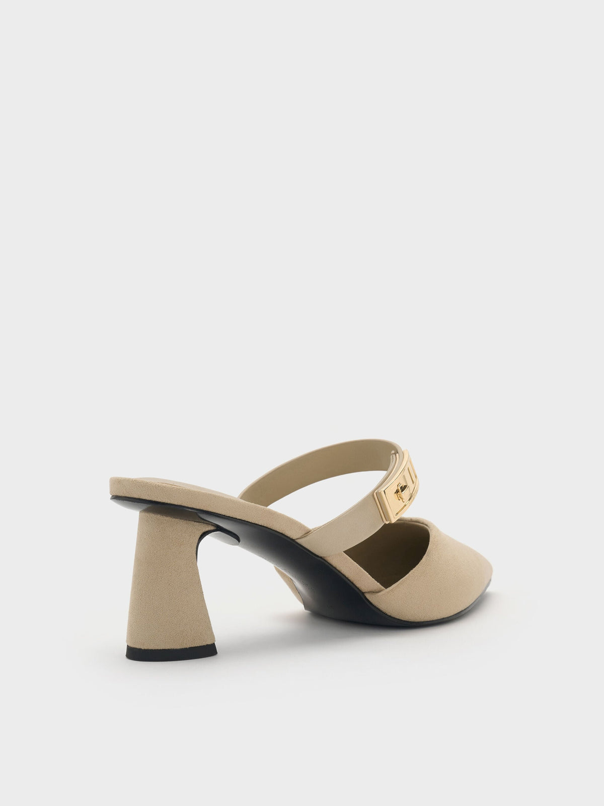 CHARLES & KEITH Exclusive | Lando Faux Suede Heeled Mules - Beige