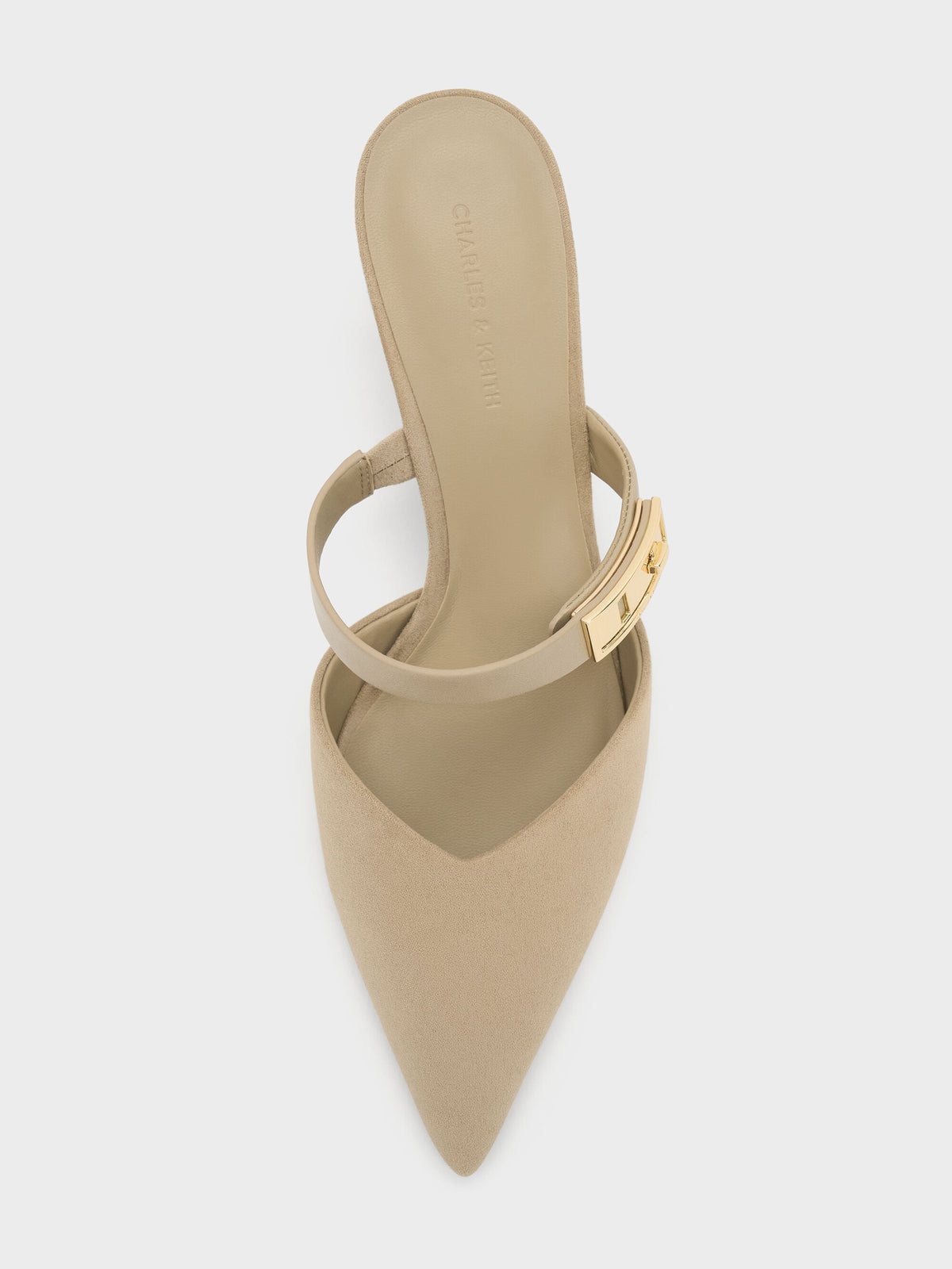 CHARLES & KEITH Exclusive | Lando Faux Suede Heeled Mules - Beige