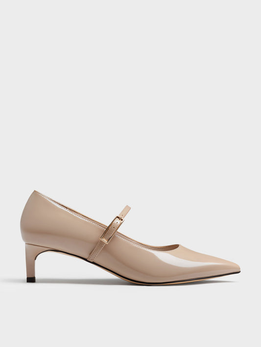 CHARLES & KEITH Value | Luciana Patent Mary Jane Pumps - Taupe