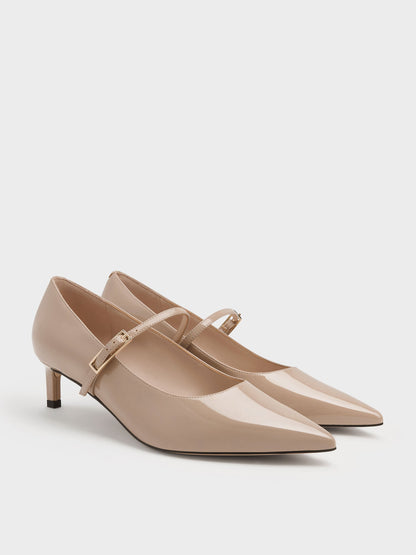 CHARLES & KEITH Value | Luciana Patent Mary Jane Pumps - Taupe