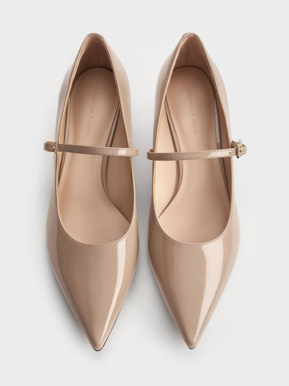 CHARLES & KEITH Value | Luciana Patent Mary Jane Pumps - Taupe