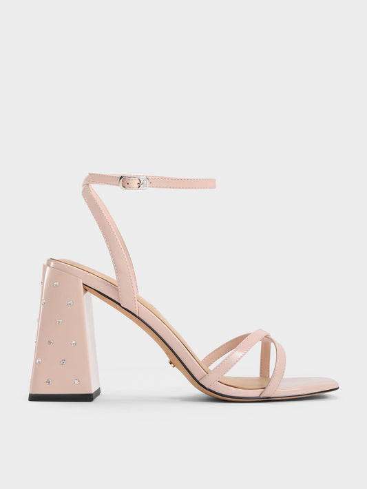 CHARLES & KEITH Trending | Emmaline Patent Leather Crystal Crossover Sandals - Pink