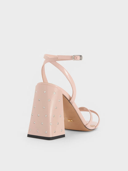 CHARLES & KEITH Trending | Emmaline Patent Leather Crystal Crossover Sandals - Pink
