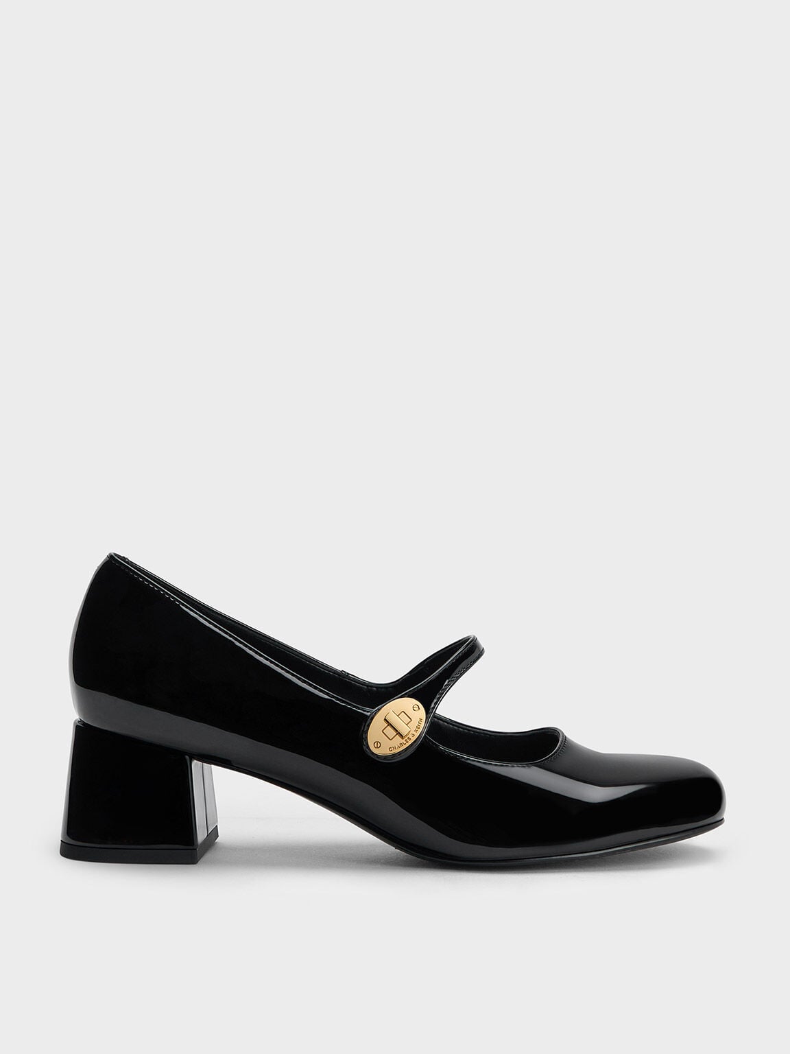 CHARLES & KEITH Essential | Hettie Patent Mary Jane Pumps - Black Patent