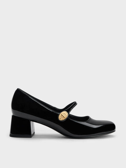 CHARLES & KEITH Essential | Hettie Patent Mary Jane Pumps - Black Patent