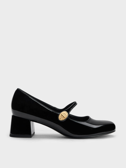 CHARLES & KEITH Essential | Hettie Patent Mary Jane Pumps - Black Patent