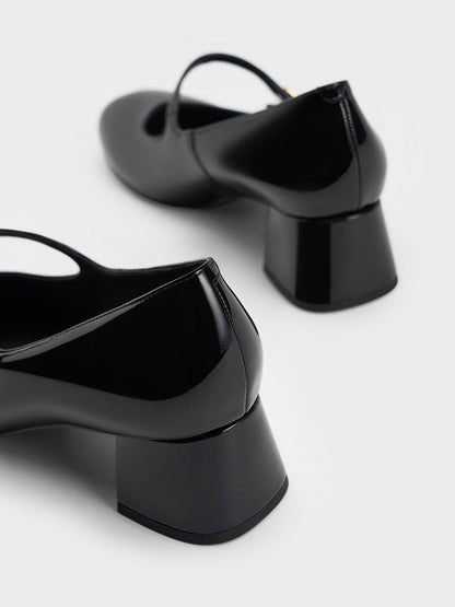 CHARLES & KEITH Essential | Hettie Patent Mary Jane Pumps - Black Patent