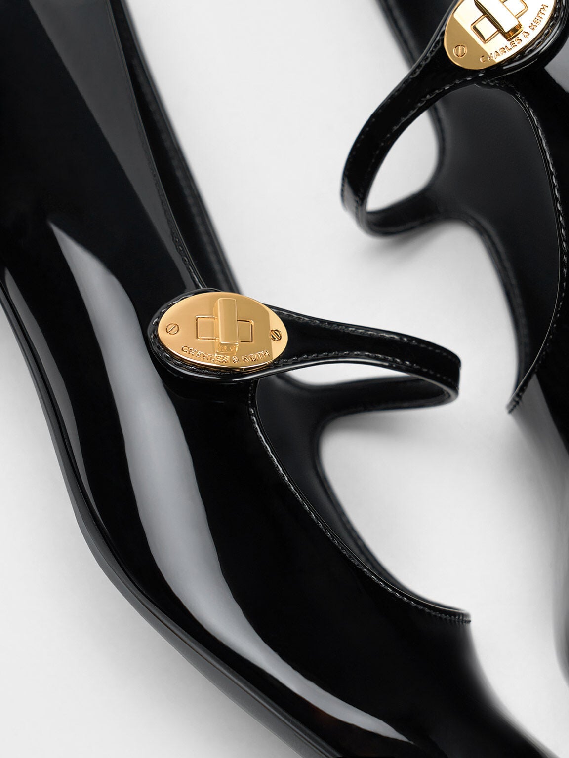 CHARLES & KEITH Essential | Hettie Patent Mary Jane Pumps - Black Patent