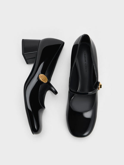 CHARLES & KEITH Essential | Hettie Patent Mary Jane Pumps - Black Patent