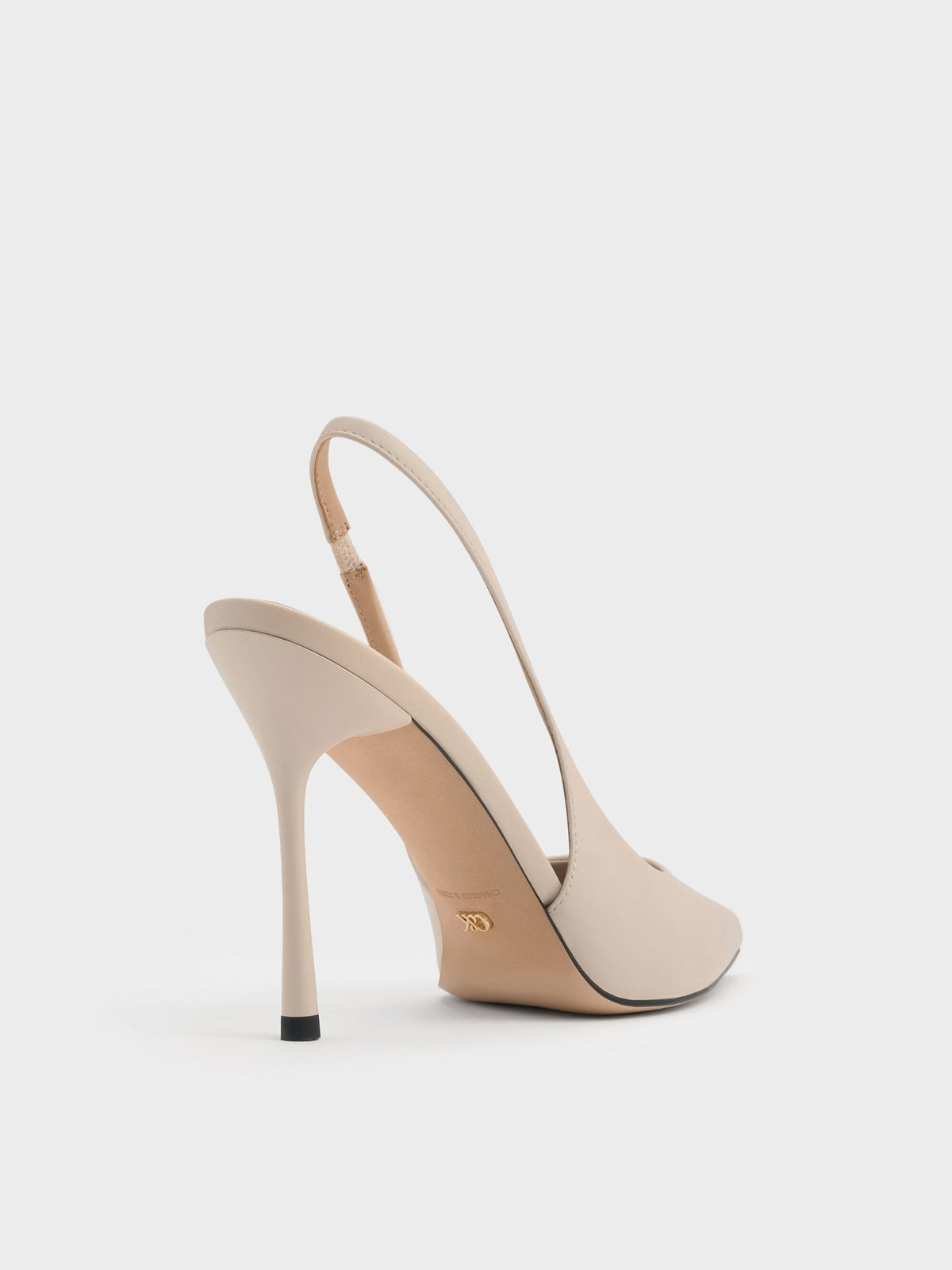 CHARLES & KEITH Top Pick | Leather Slingback Stiletto Pumps - Oat