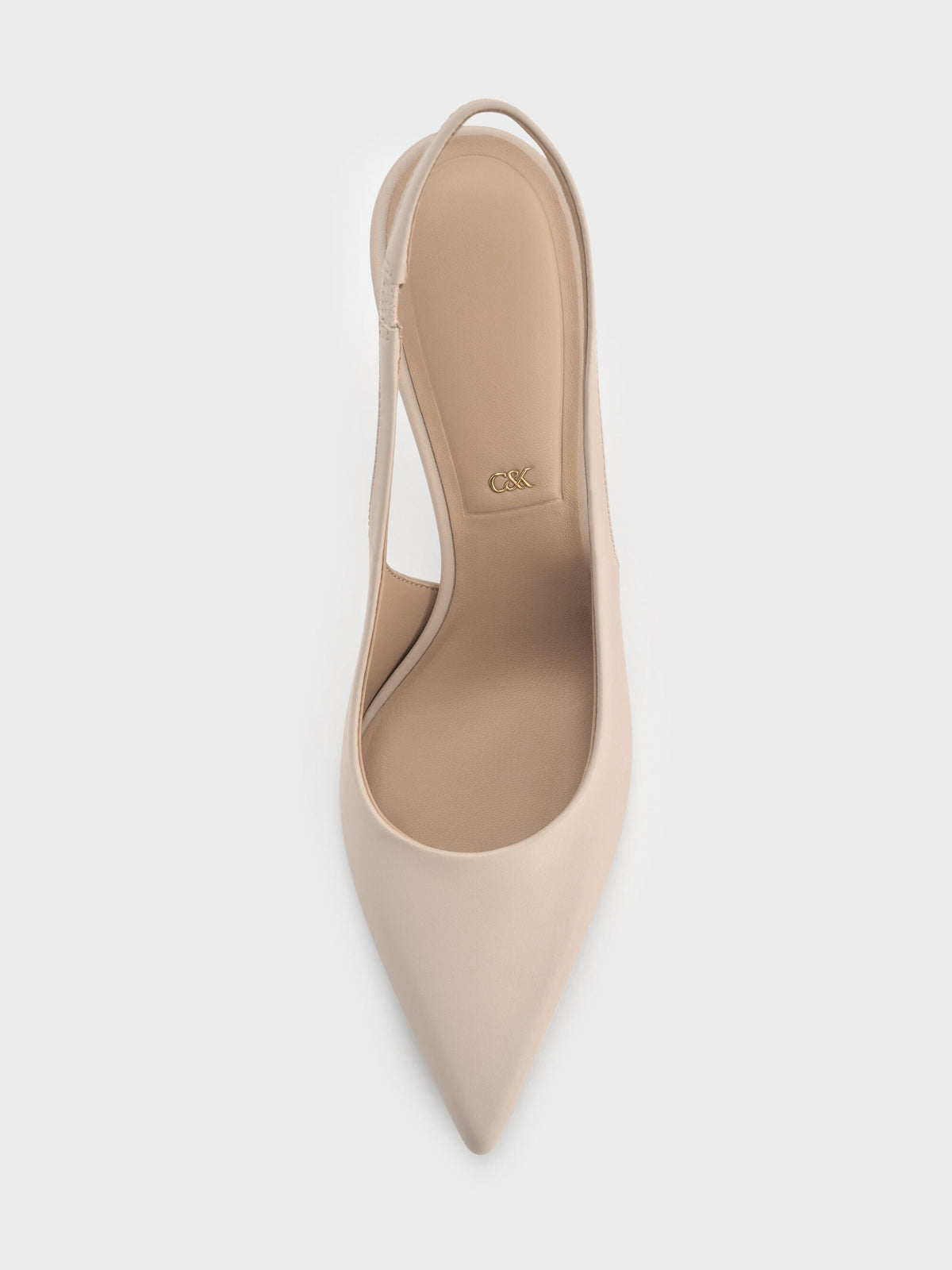 CHARLES & KEITH Top Pick | Leather Slingback Stiletto Pumps - Oat