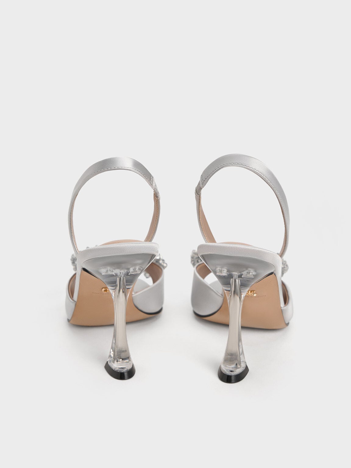 CHARLES & KEITH Hot Sale | Beaded Bow Slingback Pumps - Silver