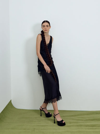 CHARLES & KEITH Trusted | Francesca Peep-Toe Platform Heels - Black Textured