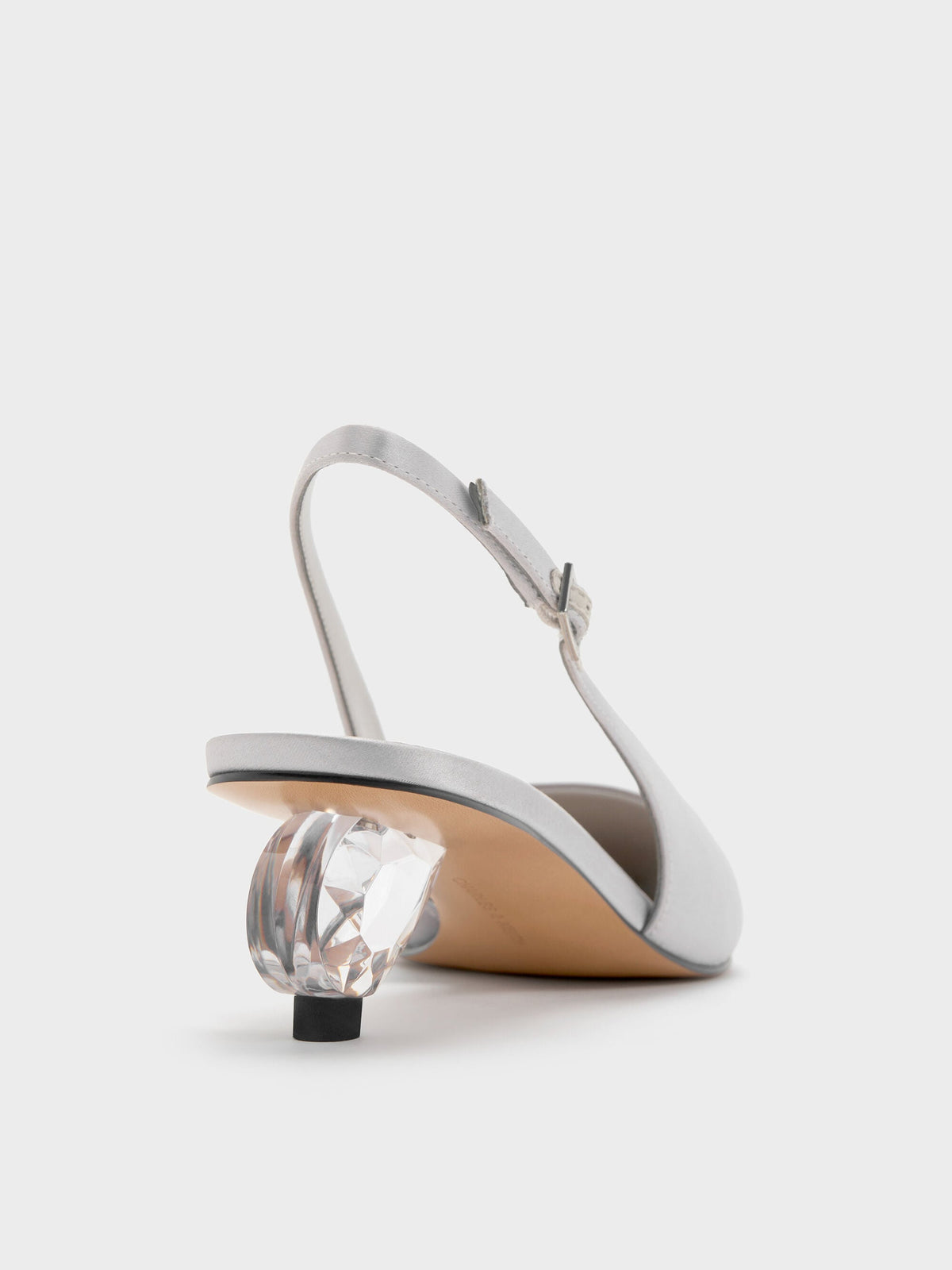 CHARLES & KEITH Smart Buy | Pointed Crystal-Heel Slingback Pumps - Silver