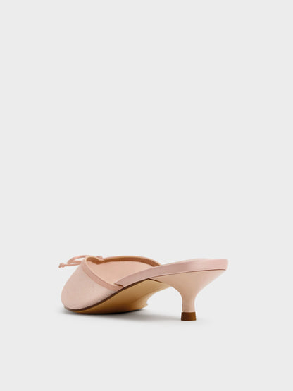 CHARLES & KEITH Top Pick | Glittered Mesh Bow Kitten Heels - Pink