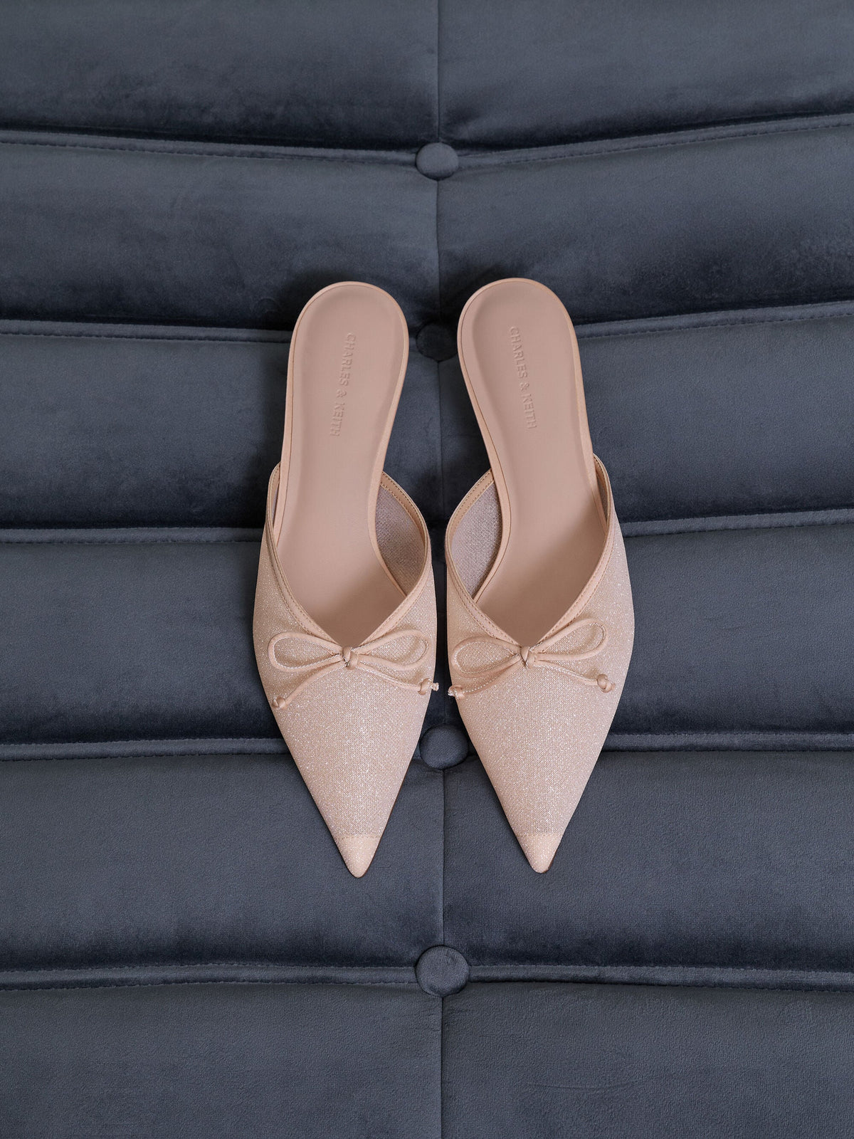 CHARLES & KEITH Top Pick | Glittered Mesh Bow Kitten Heels - Pink