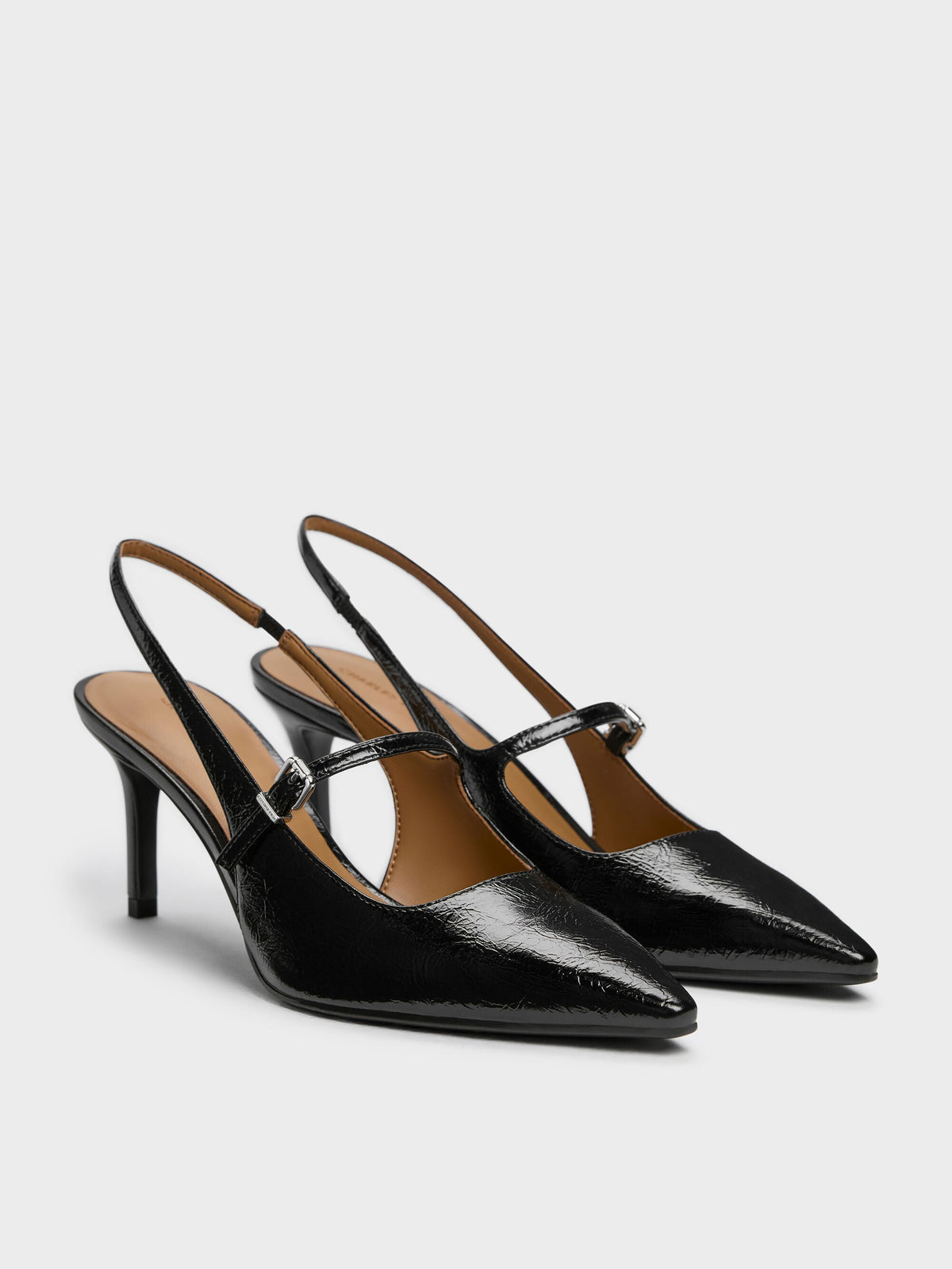 CHARLES & KEITH Essential | Pointed Slingback Mary Jane Pumps - Black