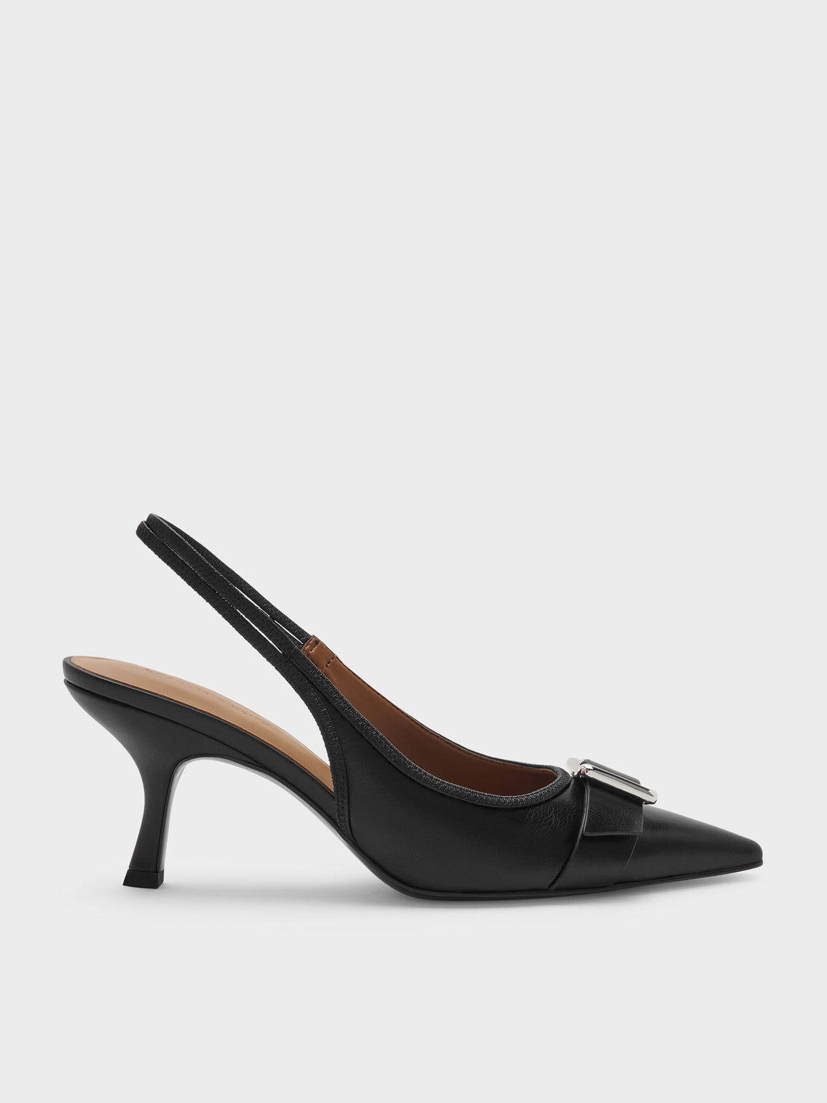 CHARLES & KEITH Smart Buy | Anita Buckled Pointed Slingback Pumps - Black