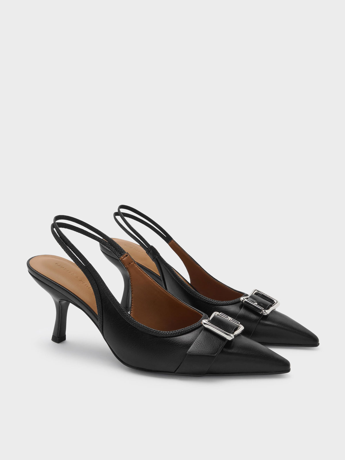 CHARLES & KEITH Smart Buy | Anita Buckled Pointed Slingback Pumps - Black