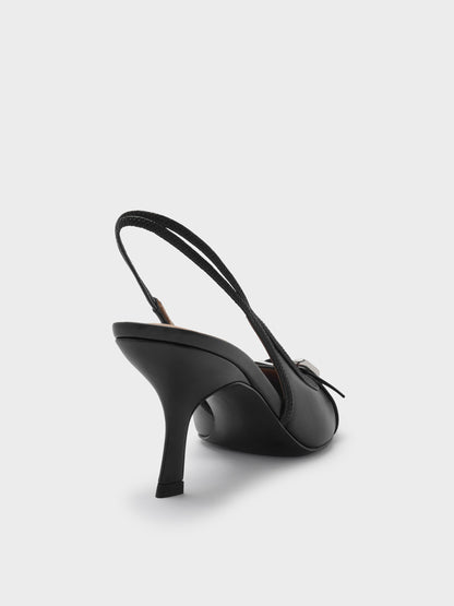 CHARLES & KEITH Smart Buy | Anita Buckled Pointed Slingback Pumps - Black