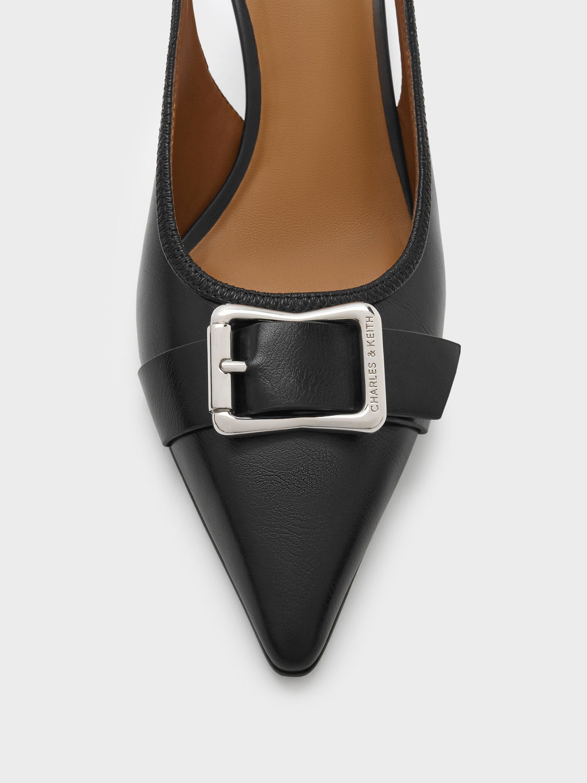 CHARLES & KEITH Smart Buy | Anita Buckled Pointed Slingback Pumps - Black