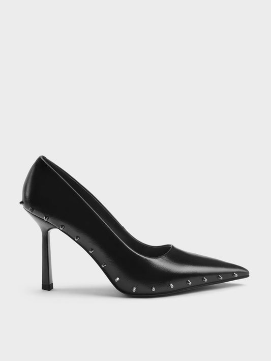 CHARLES & KEITH Trusted | Coralie Studded Pointed Pumps - Black