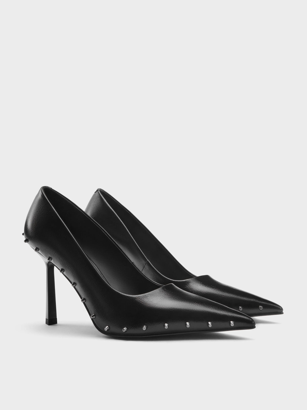 CHARLES & KEITH Trusted | Coralie Studded Pointed Pumps - Black