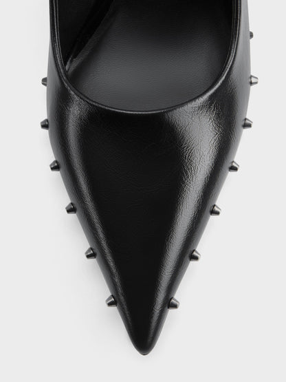 CHARLES & KEITH Trusted | Coralie Studded Pointed Pumps - Black