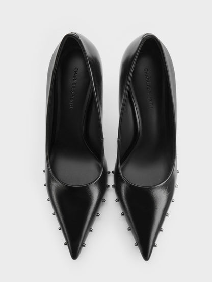 CHARLES & KEITH Trusted | Coralie Studded Pointed Pumps - Black
