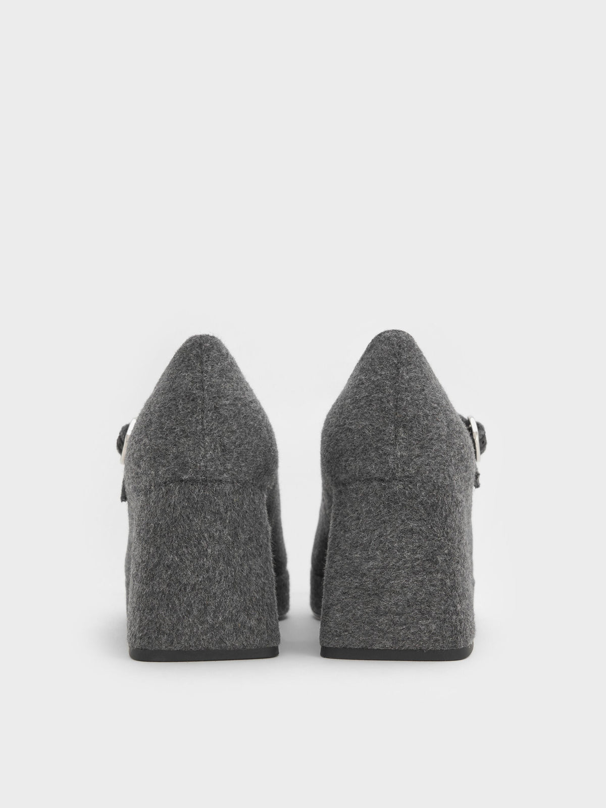 CHARLES & KEITH Recommended | Felt Platform Mary Jane Pumps - Grey