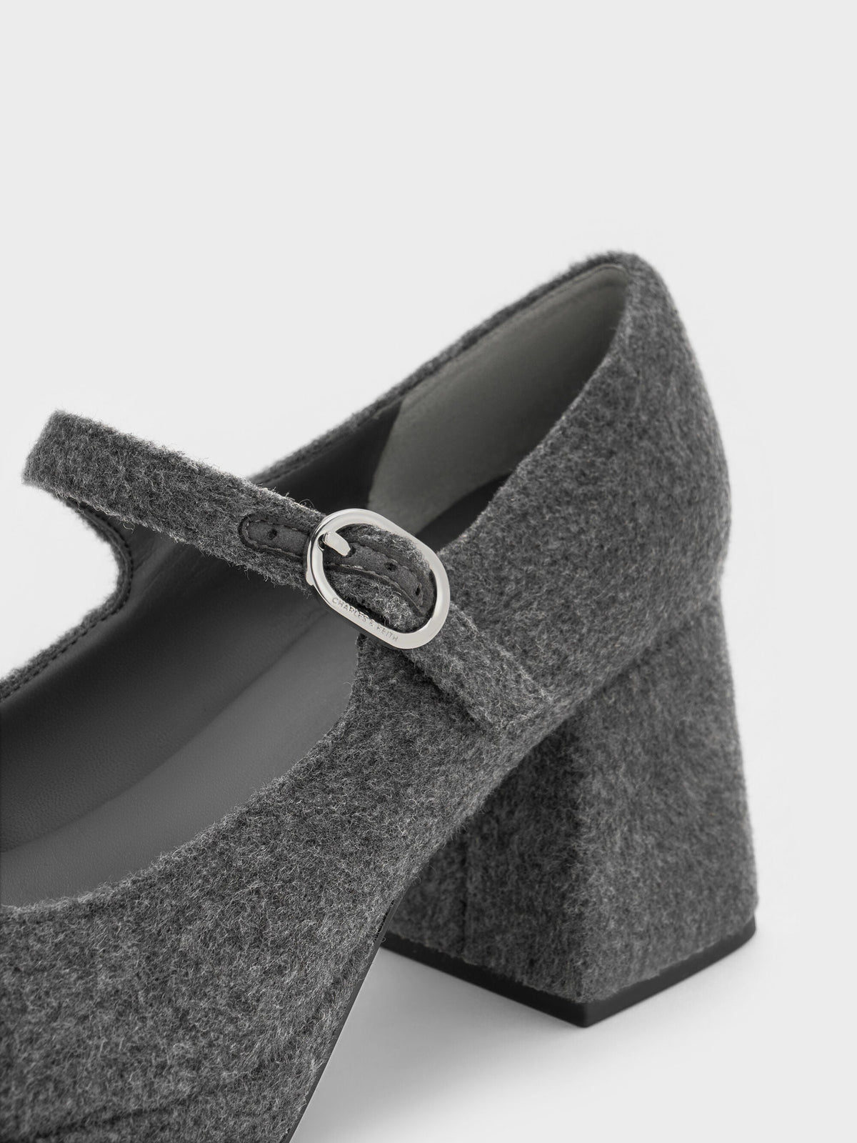 CHARLES & KEITH Recommended | Felt Platform Mary Jane Pumps - Grey