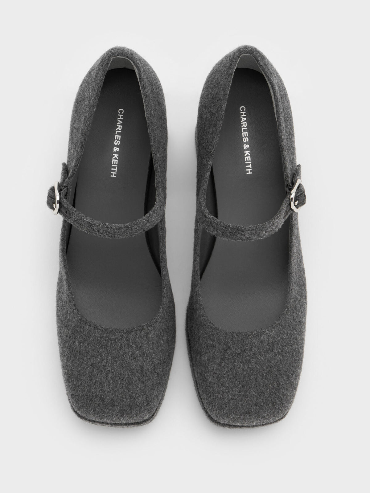 CHARLES & KEITH Recommended | Felt Platform Mary Jane Pumps - Grey