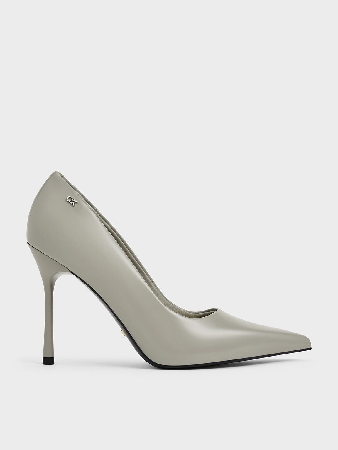 CHARLES & KEITH Discount | Kyra Leather Pointed-Toe Pumps - Grey