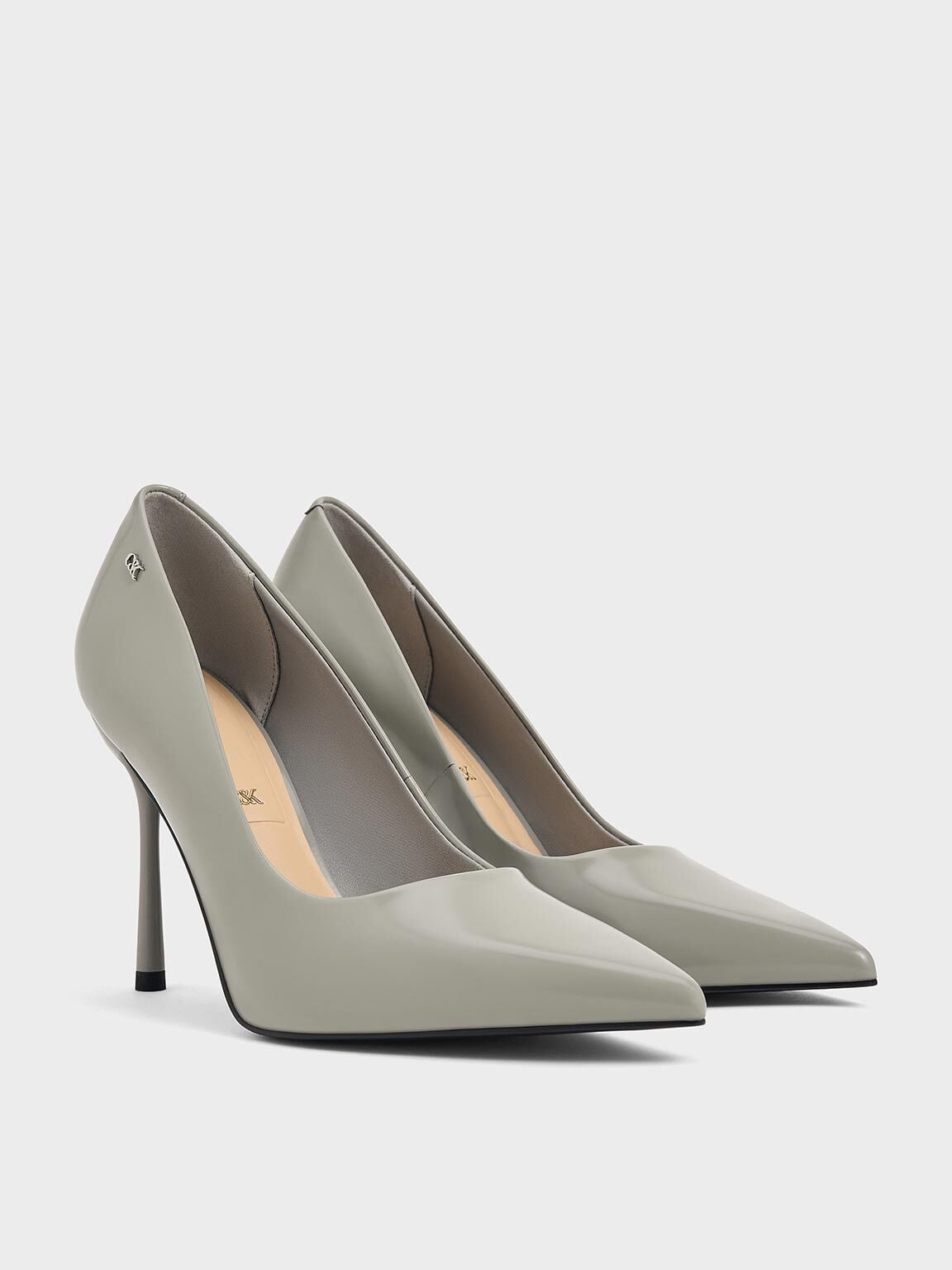 CHARLES & KEITH Discount | Kyra Leather Pointed-Toe Pumps - Grey