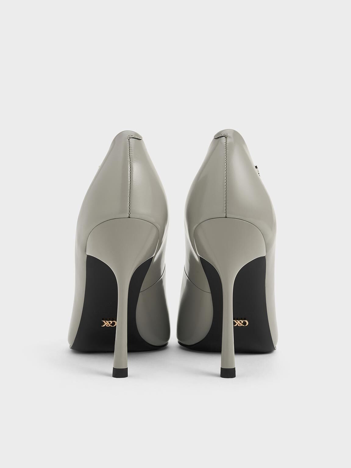 CHARLES & KEITH Discount | Kyra Leather Pointed-Toe Pumps - Grey