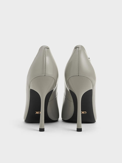 CHARLES & KEITH Discount | Kyra Leather Pointed-Toe Pumps - Grey