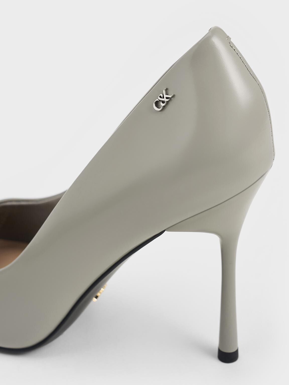 CHARLES & KEITH Discount | Kyra Leather Pointed-Toe Pumps - Grey