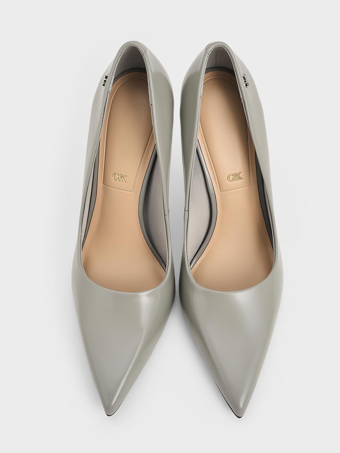 CHARLES & KEITH Discount | Kyra Leather Pointed-Toe Pumps - Grey
