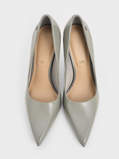 CHARLES & KEITH Discount | Kyra Leather Pointed-Toe Pumps - Grey