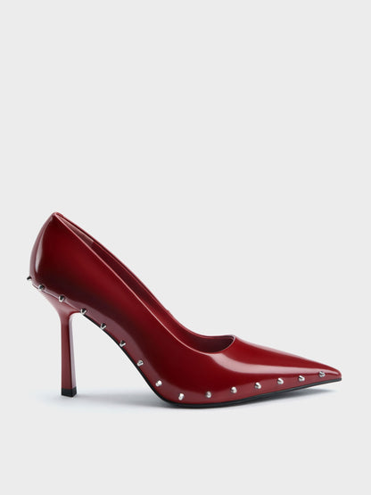 CHARLES & KEITH Discount | Coralie Studded Pointed Pumps - Red