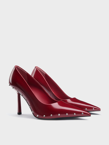 CHARLES & KEITH Discount | Coralie Studded Pointed Pumps - Red
