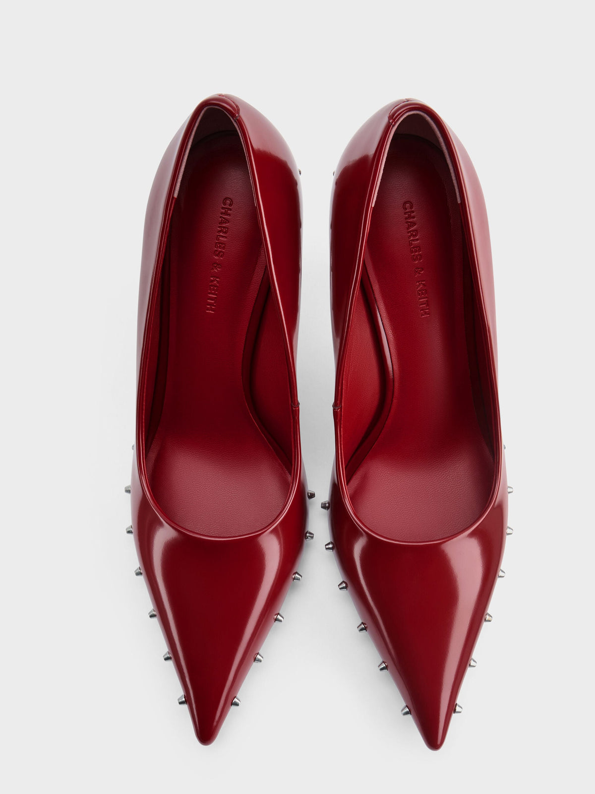 CHARLES & KEITH Discount | Coralie Studded Pointed Pumps - Red