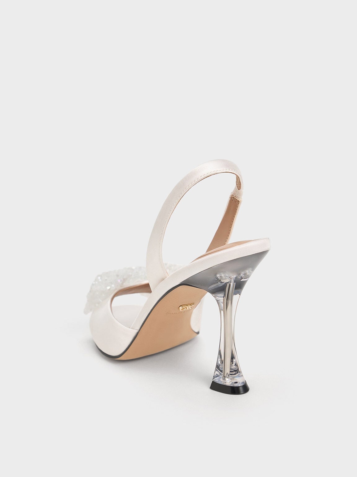 CHARLES & KEITH Special Offer | Beaded Bow Slingback Pumps - White