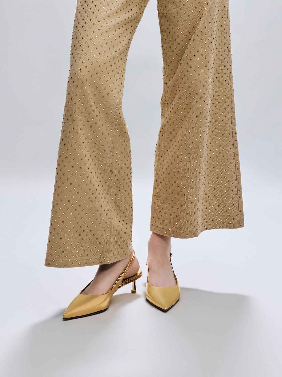 CHARLES & KEITH Everyday | Curtis Metallic Slingback Kitten Heels - Gold