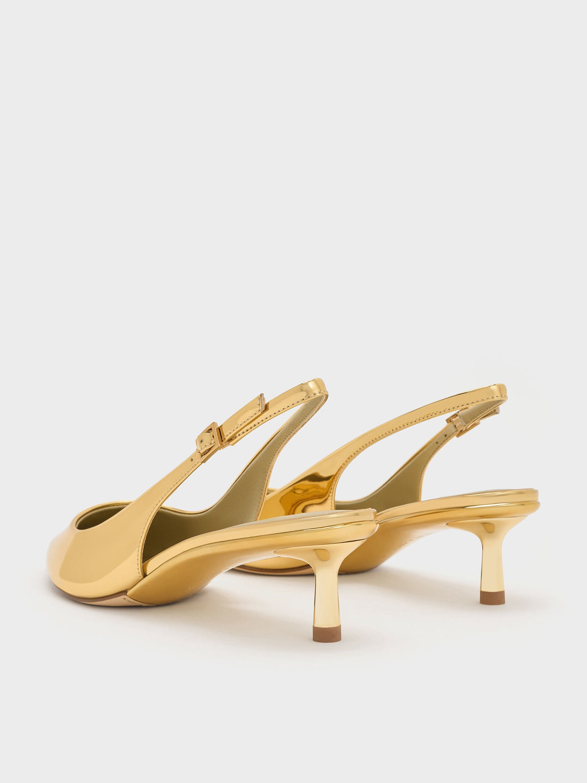 CHARLES & KEITH Everyday | Curtis Metallic Slingback Kitten Heels - Gold