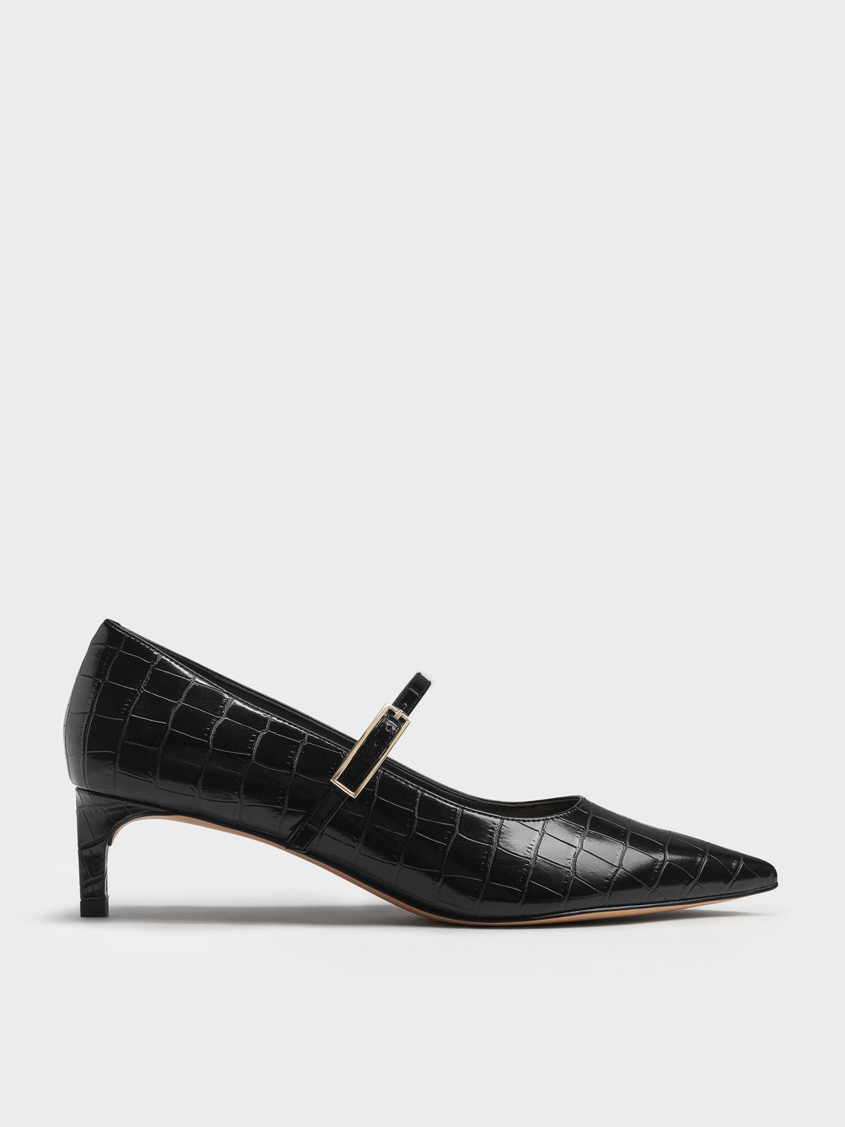 CHARLES & KEITH Great Value | Luciana Croc-Effect Mary Jane Pumps - Animal Print Black
